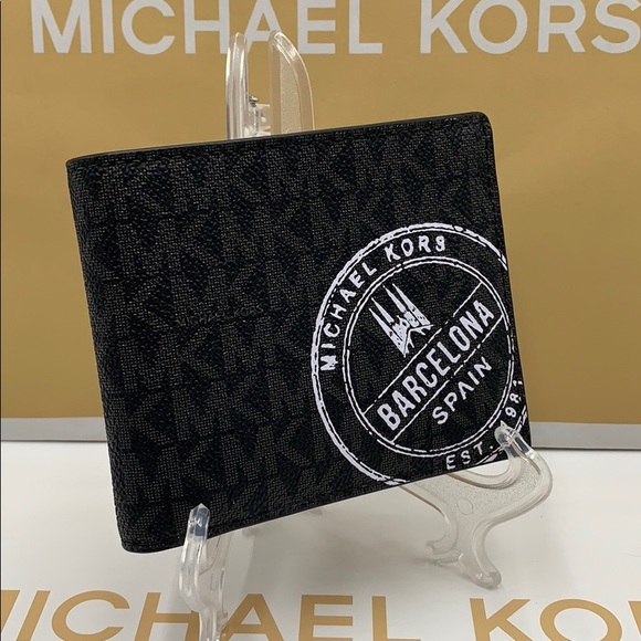 MICHAEL KORS COOPER BIFOLD BLACK/SCARLET - Picture 14 of 16